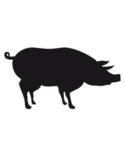 silhuette umriss schatten schwarz schwein seitlich süß niedlich comic cartoon lachen clipart