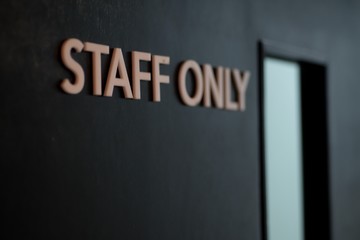 Staff only sign on the door 
