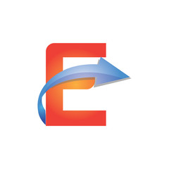 E Letter Arrow Logo Element