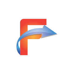 F Letter Arrow Logo Element