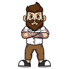 Cartoon Male Hipster Character