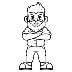 Cartoon Male Hipster Character Outline