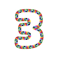 3 Block Puzzle Letter Logo Icon Design