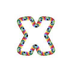 X Block Puzzle Letter Logo Icon Design