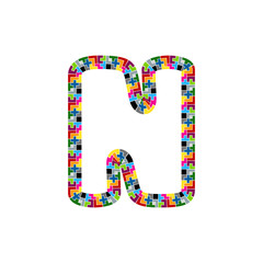 N Block Puzzle Letter Logo Icon Design