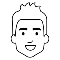 young man head avatar character vector illustration design