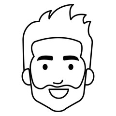 young man head with beard avatar character vector illustration design