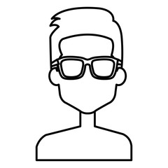 young man shirtless with glasses avatar character vector illustration design