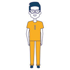 young and casual man with glasses avatar character vector illustration design