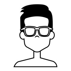 young man shirtless with glasses avatar character vector illustration design
