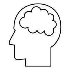 brain storming with head profile vector illustration design