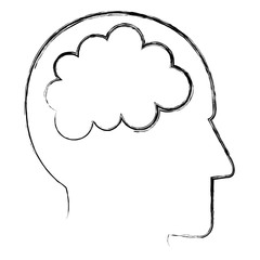 brain storming with head profile vector illustration design