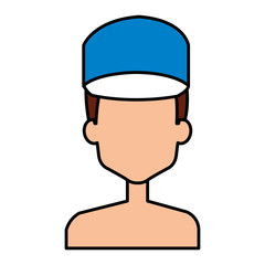 delivery worker shirtless avatar character vector illustration design