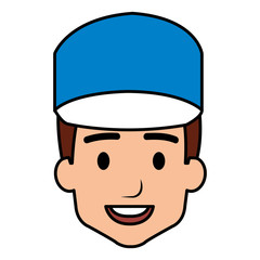 delivery worker head avatar character vector illustration design
