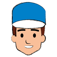 delivery worker head avatar character vector illustration design