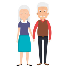 cute grandparents couple avatars characters vector illustration design