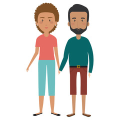 cute mother and father couple characters vector illustration design