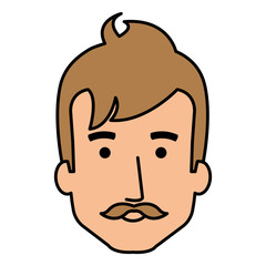 young man head avatar character vector illustration design