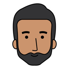young man head with beard avatar character vector illustration design