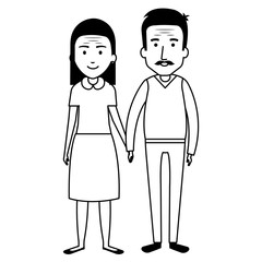cute mother and father couple characters vector illustration design