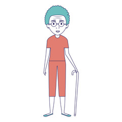 cute grandmother with cane avatar character vector illustration design