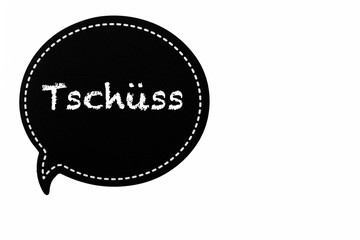 Tschüss Text in einer Sprechblase