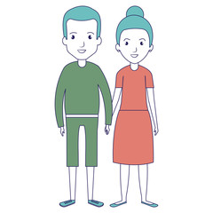 cute mother and father couple characters vector illustration design