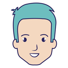young man head avatar character vector illustration design