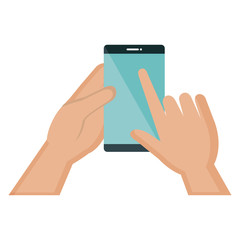 hand user with smartphone device isolated icon vector illustration design