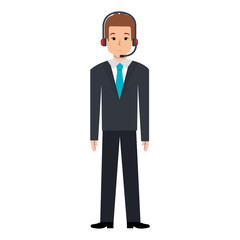 Obraz premium businessman with headset avatar character vector illustration design