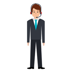 businessman with headset avatar character vector illustration design