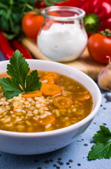 Traditional spicy soup with rice