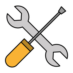wrench and screwdriver tools vector illustration design