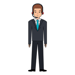 businessman with headset avatar character vector illustration design