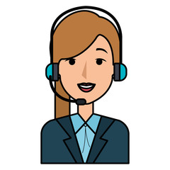 businesswoman with headset character vector illustration design