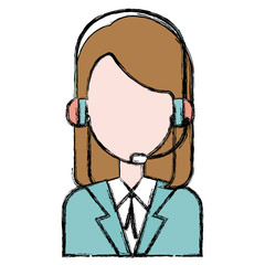 businesswoman with headset character vector illustration design