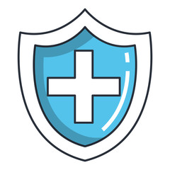 shield with cross icon vector illustration design