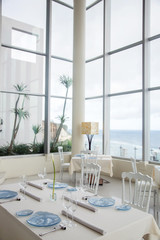 Modern designed restaurant with ocean view