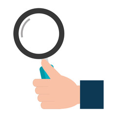 hand human with magnifying glass isolated icon vector illustration design