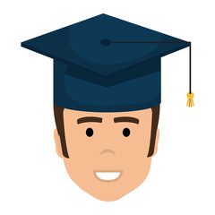 graduated with hat avatar character vector illustration design