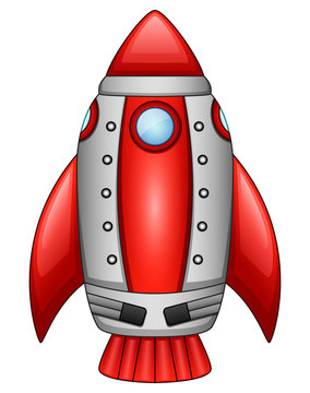 Cartoon rocket spaceship isolated on white background
