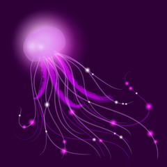 vector purple jellyfish illustration for design