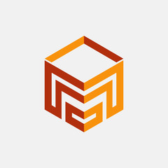 cube logo abstract. letter M cube logo template