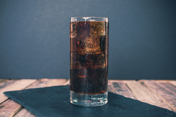Glass of ice cold cola