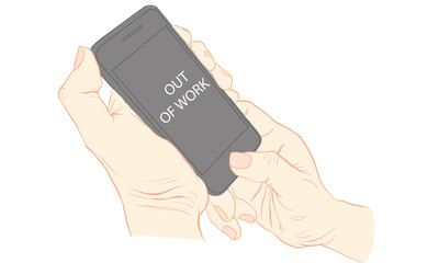 hand holding cellphone vector