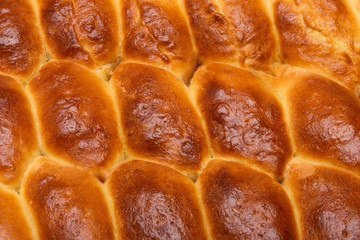 Homemade patties close-up. Russian patties. Traditional dough stuffed baked dough