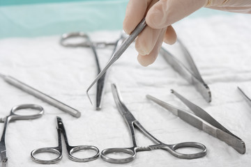 Fototapeta premium hand of doctor with dental probe