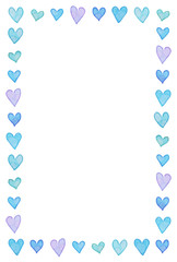 ハートのフレーム　寒色　縦