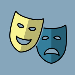 Sad and Happy Theatrical Drama and Comedy Masks