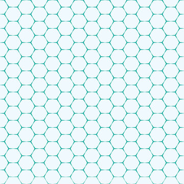 teal green line hexagon brick shape vector seamless pattern